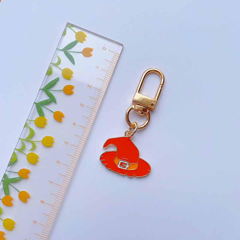Wholesale Halloween Pumpkin Wizard Hat Alloy Keychain