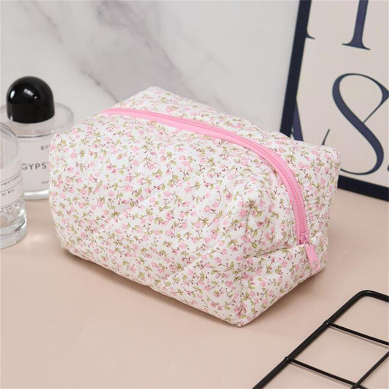 Wholesale Small Clear Portable Zipper Large Capacity Floral Print Storage Bag