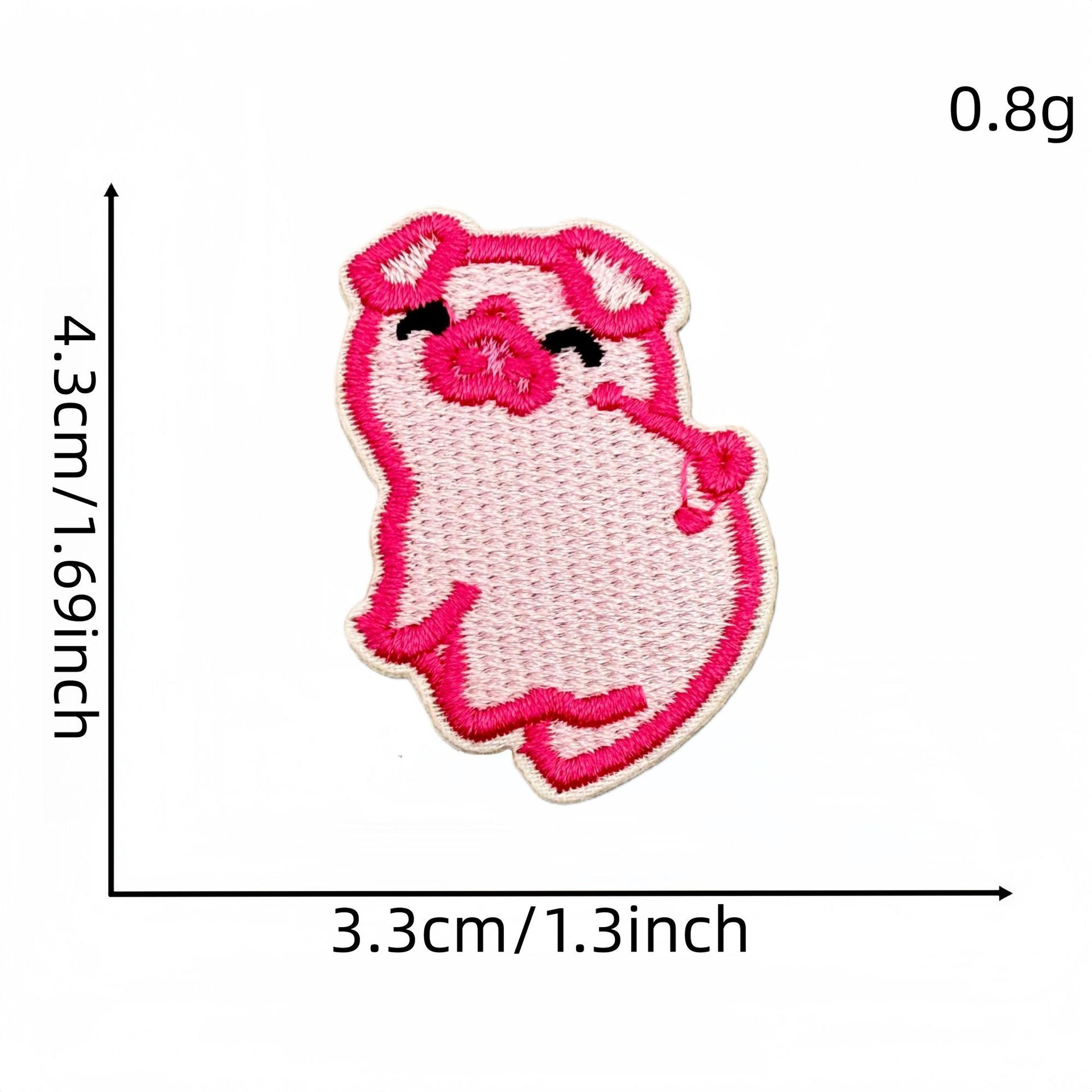 Wholesale Fashion Cartoon Pink Pig Iron On Embroidery Patch Polyester Fabric For Kids Clothing DIY