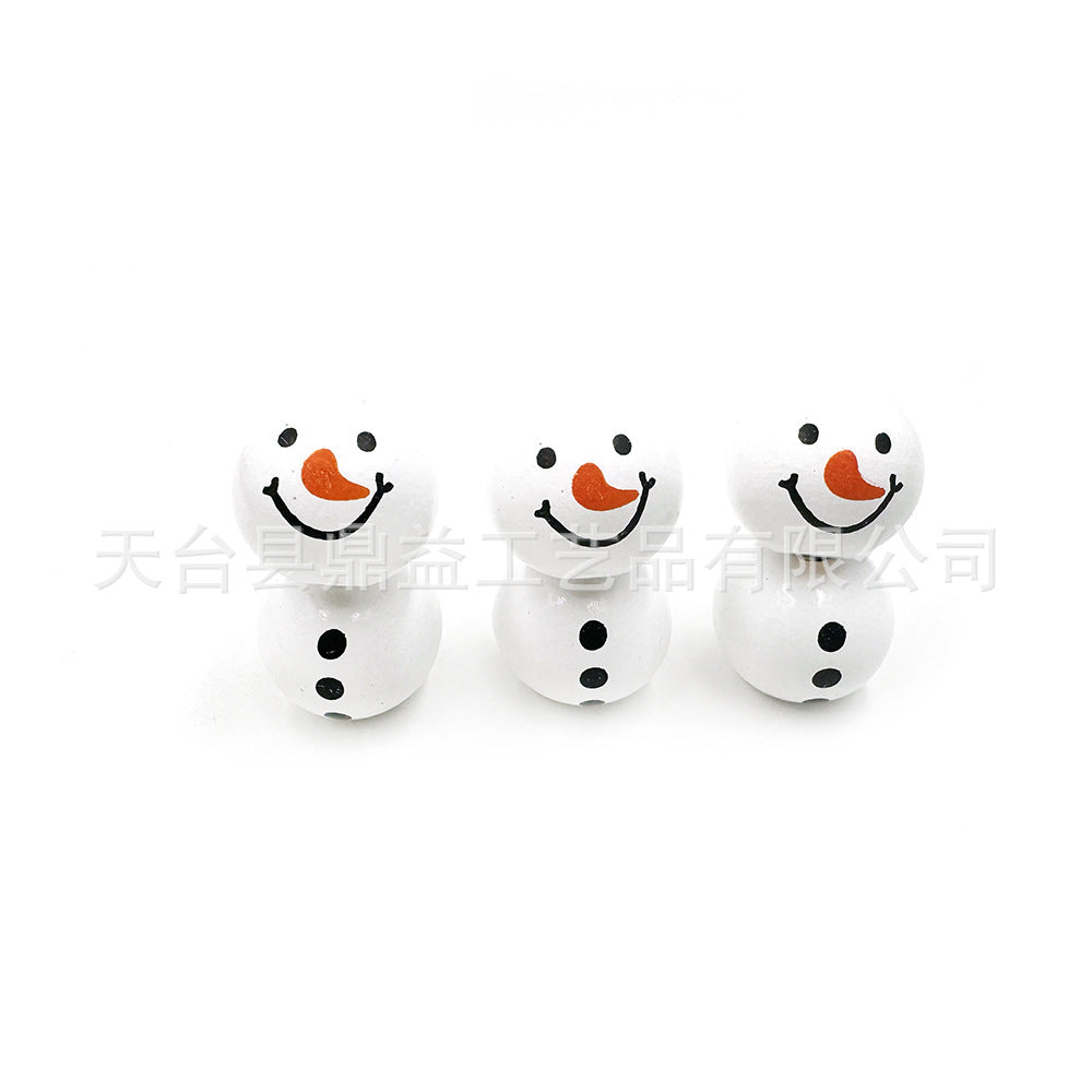 Wholesale 100pcs/pack Christmas Wooden Beads Snowman Beads