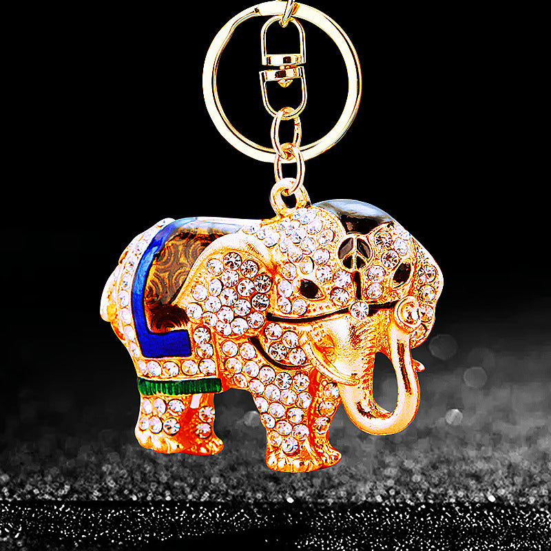Wholesale Crystal studded diamond elephant cute metal keychain
