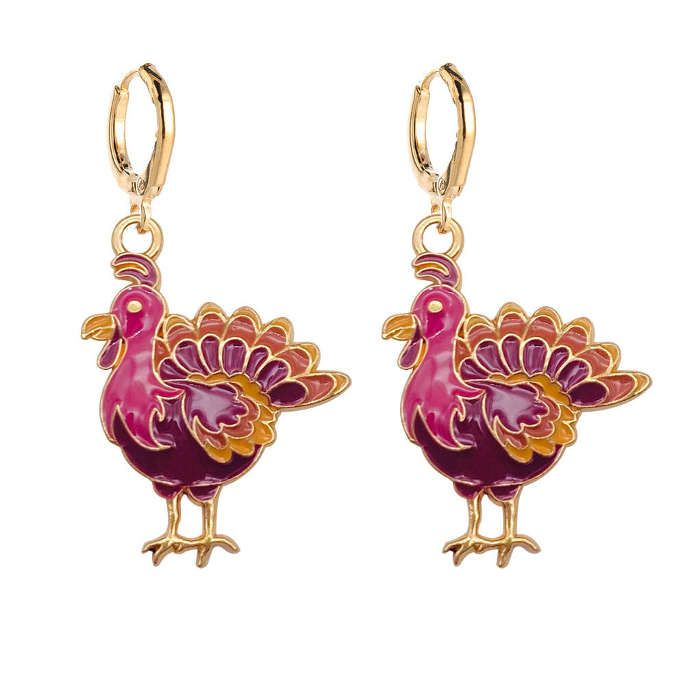 Wholesale Thanksgiving Turkey Pumpkin Maple Leaf Chinese Restaurant Earrings