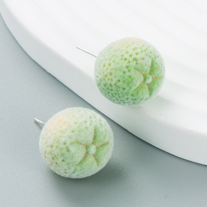Wholesale Flocking Fruit Cute Fun Earrings