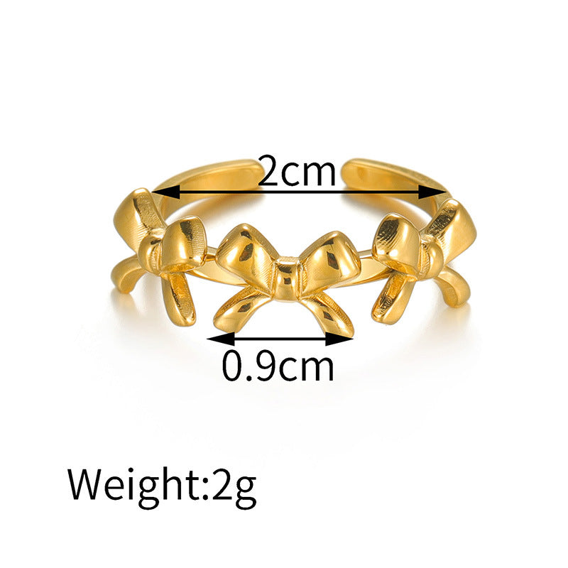 Wholesale Bow Tie Stainless Steel Ring Trendy Fashion Jewelry Accessory For Gift And Boutique Resale