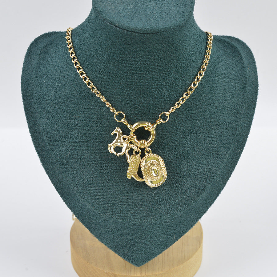 Wholesale Western cowboy horse boots hat necklace