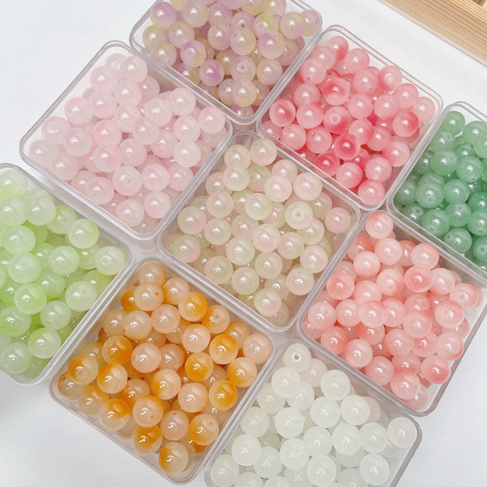 Wholesale 50pcs/pack 8mm Two-color Glass Scattered Beads