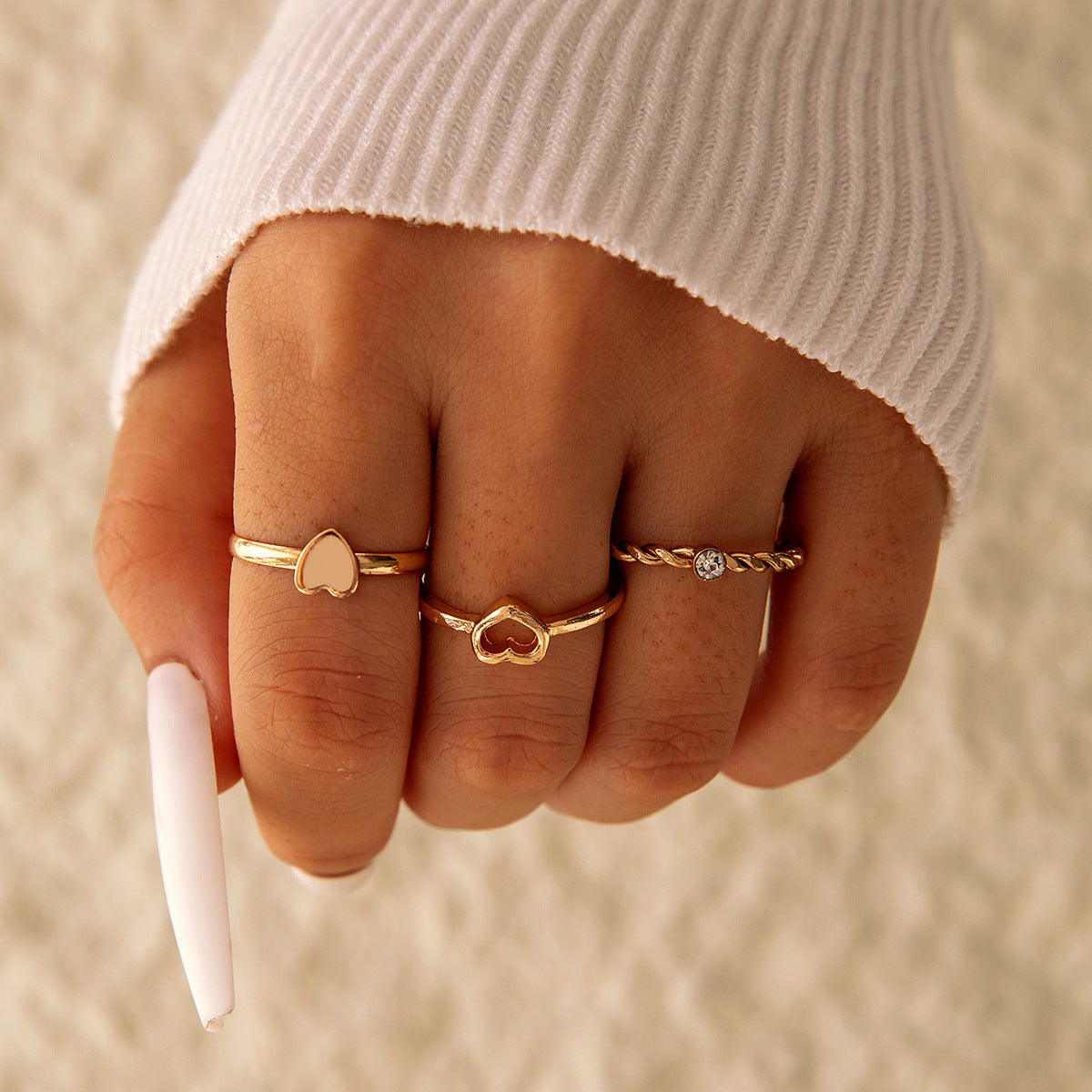 Wholesale Cool style multi-piece set of plain rings