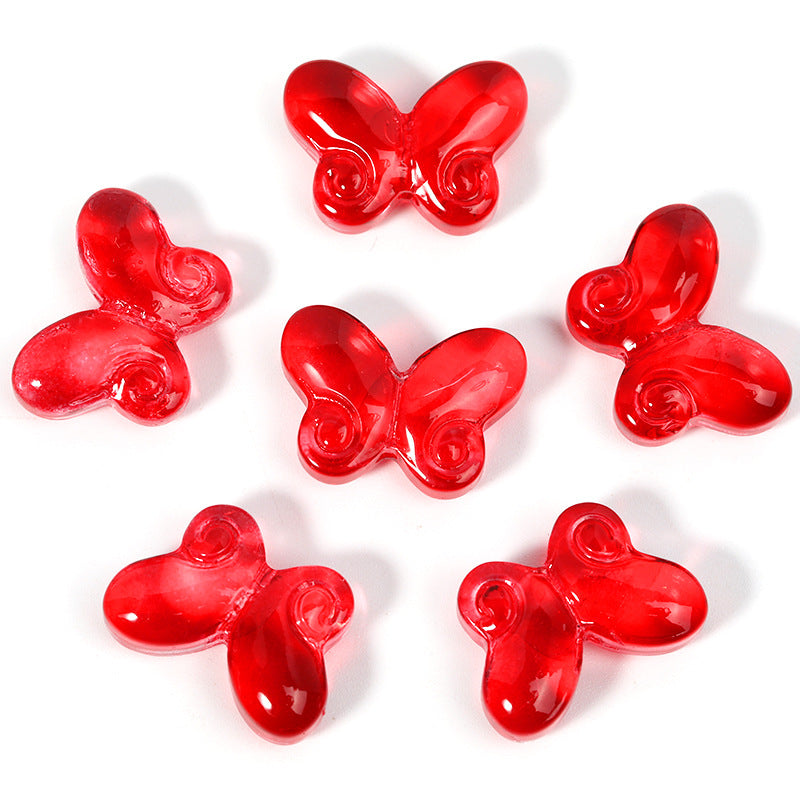 Wholesale 100pcs 10 * 14.5mm Gradient Fat Butterfly Glass Straight Hole DIY Beads