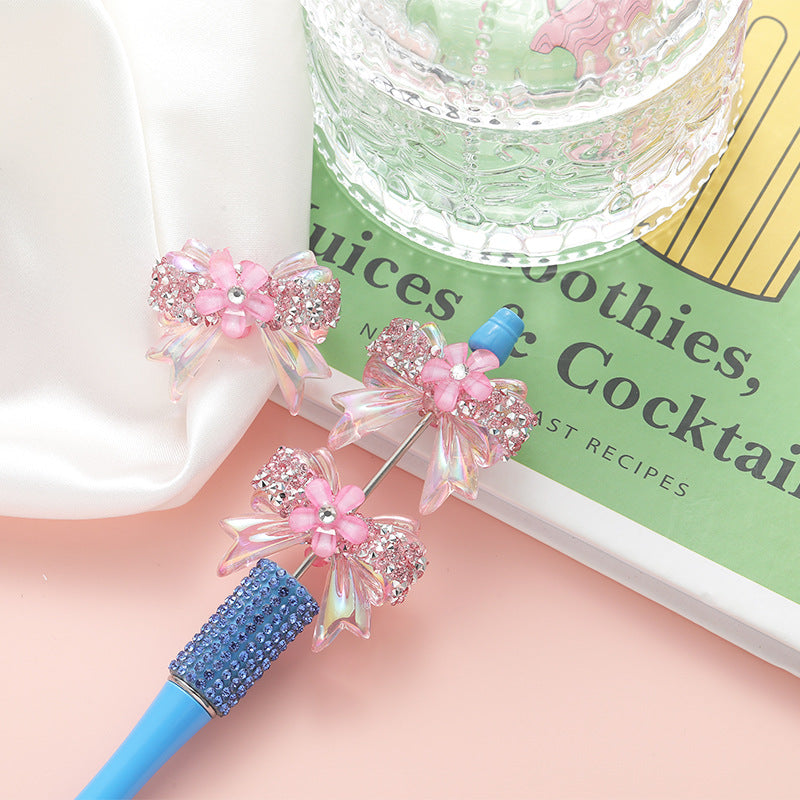 Wholesale 10pcs Heavy Diamond Cherry Blossom Bow Straight Hole Loose Beads