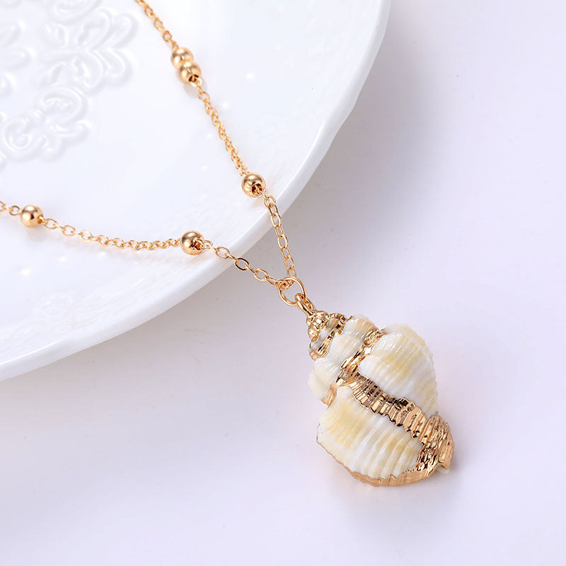 Wholesale Seashell Gold Plated Pendant Alloy Necklaces