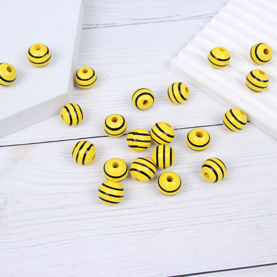 2pcs al por mayor de 16 mm Stripe Stripe Honeycomb Beeds redondos de madera de loto de dos colores