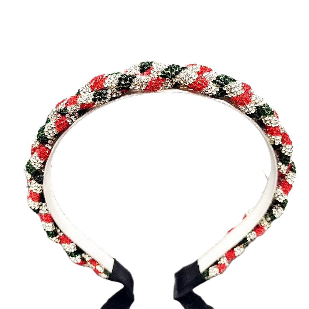Wholesale Christmas Rhinestone Braided Headband