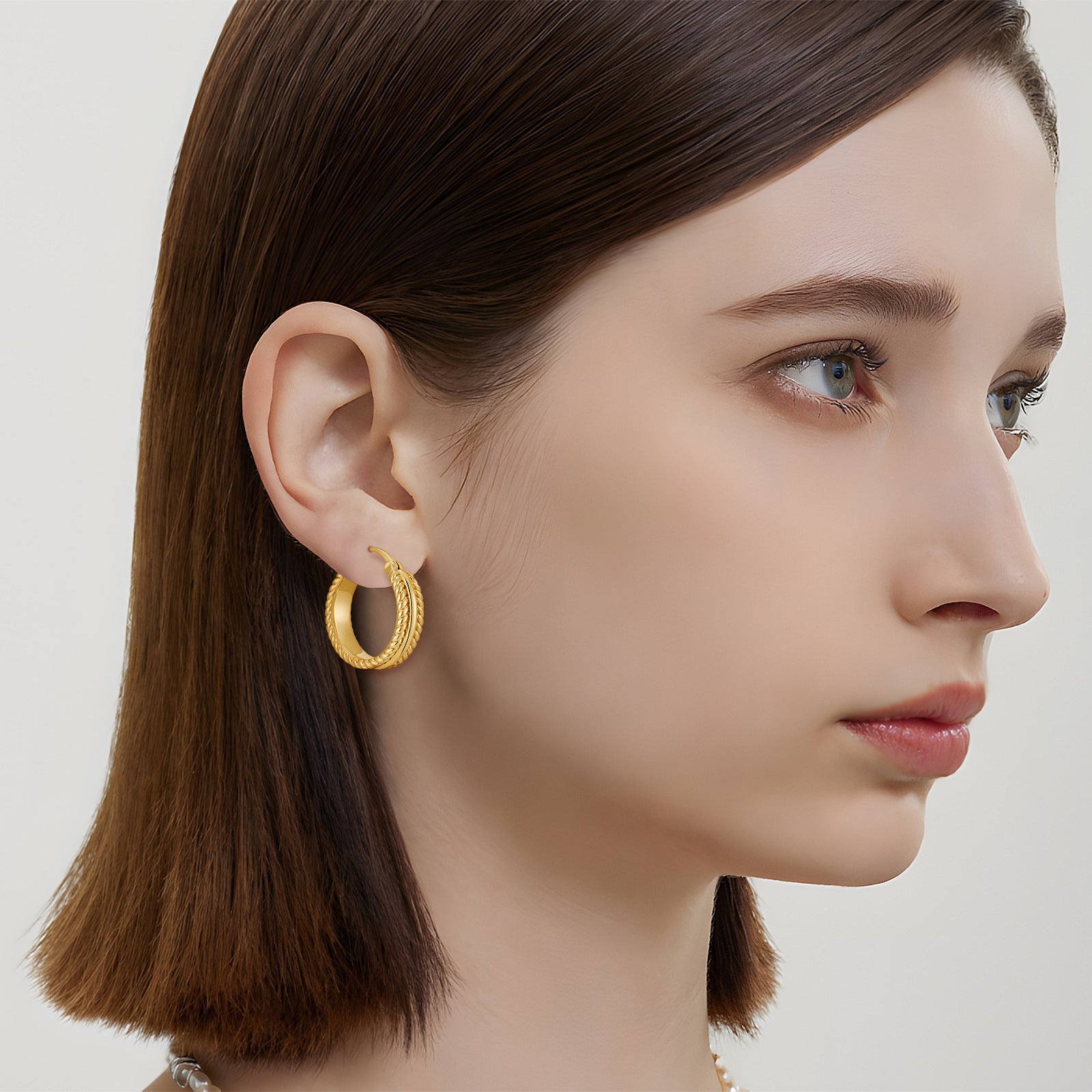 Wholesale Flower ing circular double-layer earrings