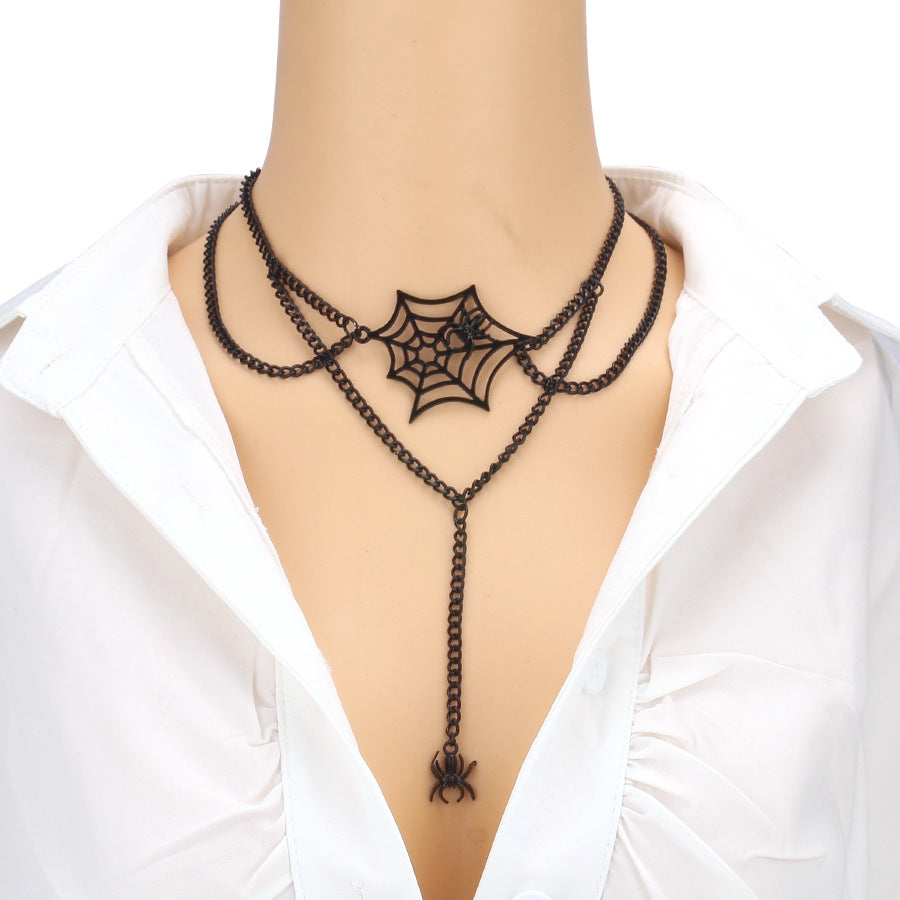 Wholesale Punk Dark Spider Web Gothic Necklace