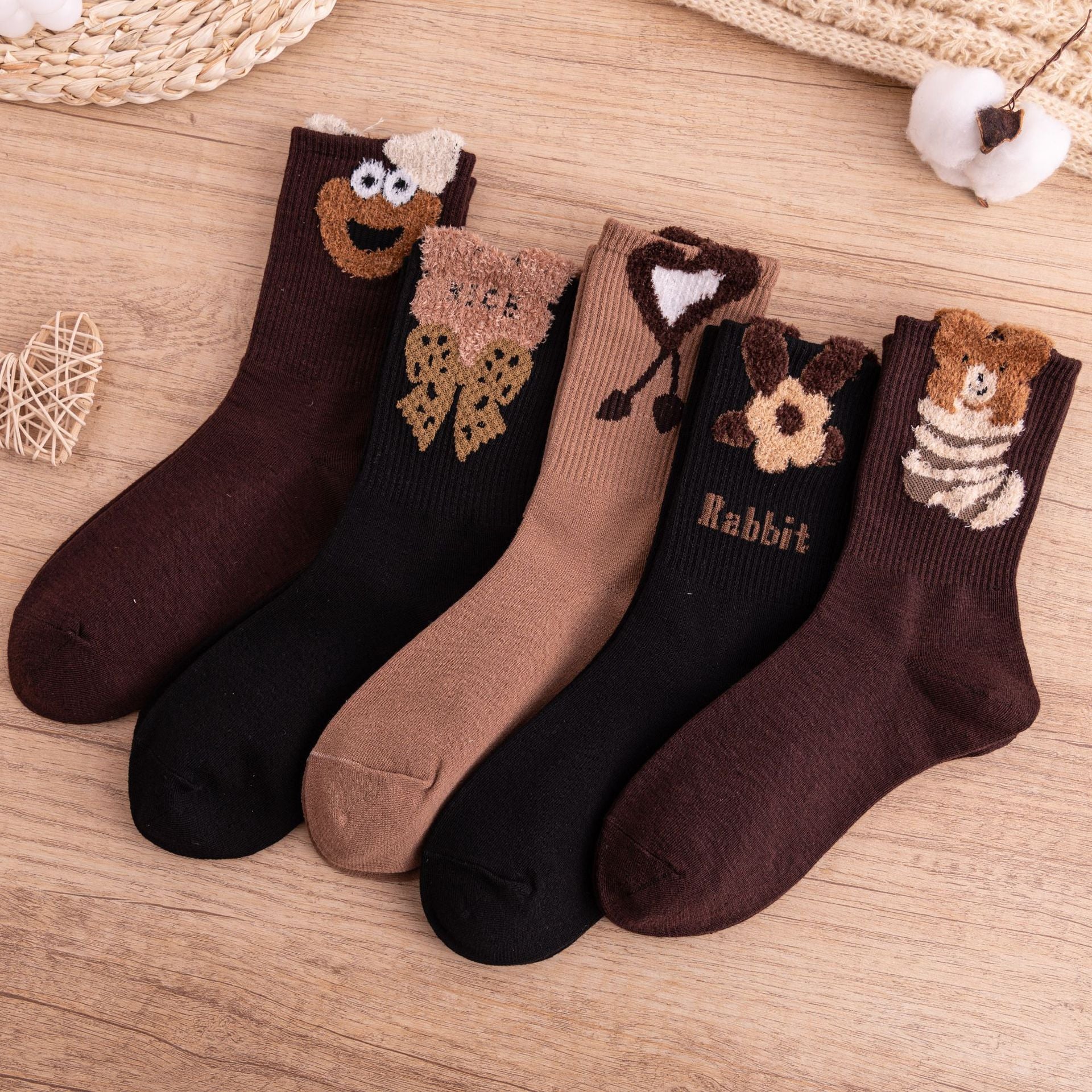 Wholesale Feather Gauze Bear Plush Socks Are Worn Over Cute and Versatile Stockings