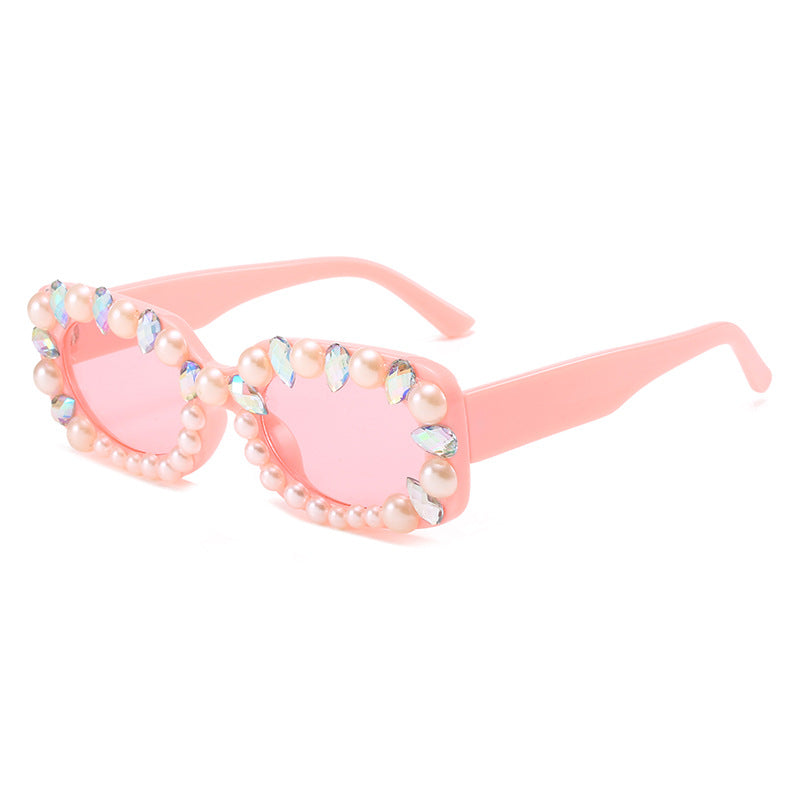 Wholesale Pearl Personalized Diamond Square Sunglasses