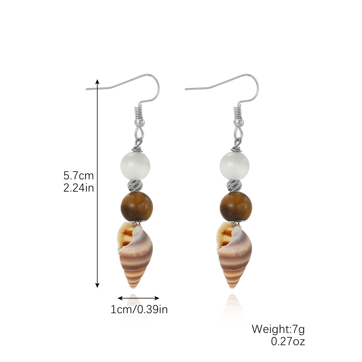 Wholesale Ocean Style Temperament Conch Natural Stone Pearl Shell Earrings