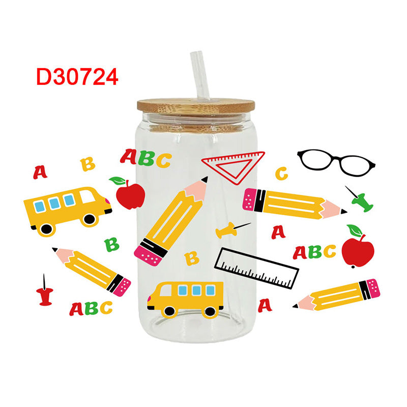 Wholesale Pencil Rainbow Teacher's Day 16oz Cup UV DTF Wraps