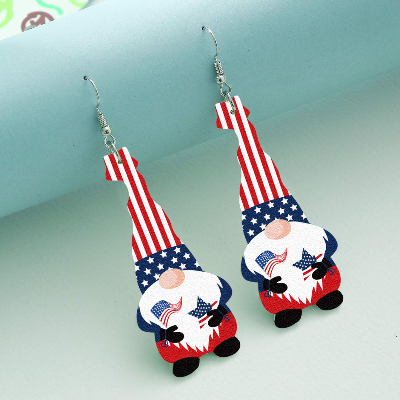 Wholesale Gnome Elf Stars and Stripes Leather Earrings