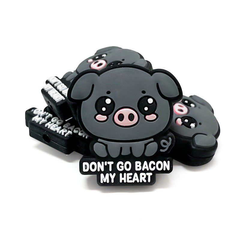 Wholesale 10pcs Cute cartoon animal black pig beads