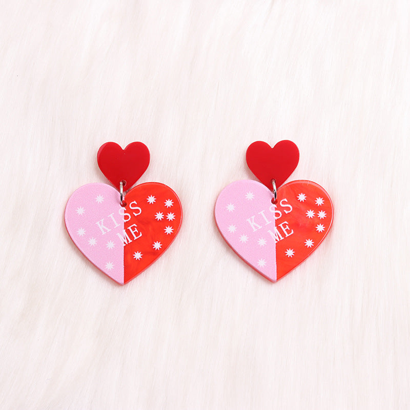 Wholesale Valentine's Day LOVE Contrasting Color Acrylic Earrings