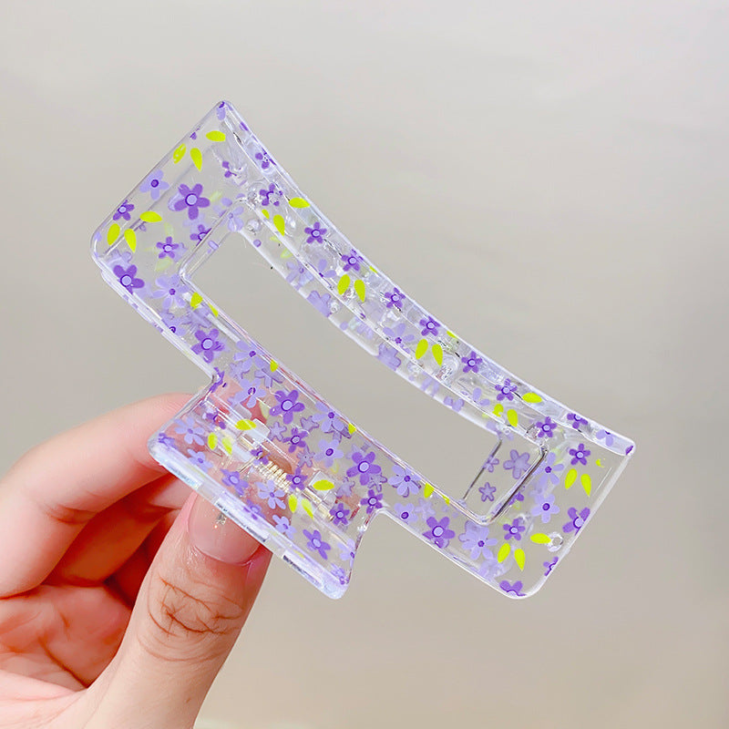 Wholesale Plastic Floral Transparent Grip Hair Clips