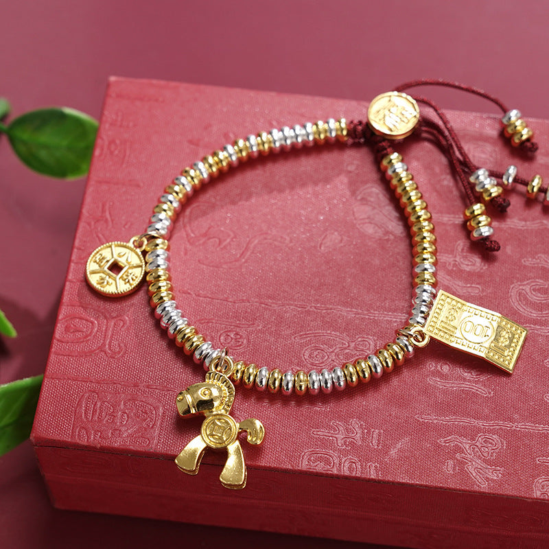 Wholesale Gold and silver mixed immediately get rich scenic area braided bracelet