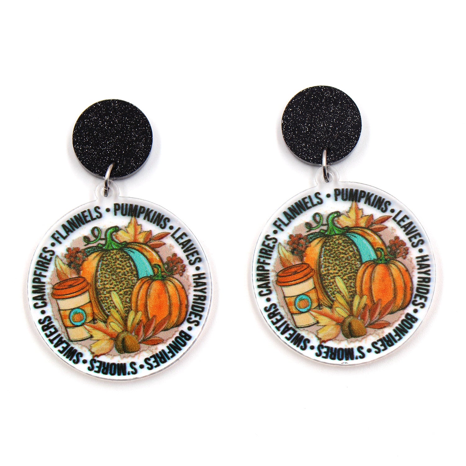 Wholesale Autumn Thanksgiving Harvest Festival Acrylic Pumpkin Laser Earrings
