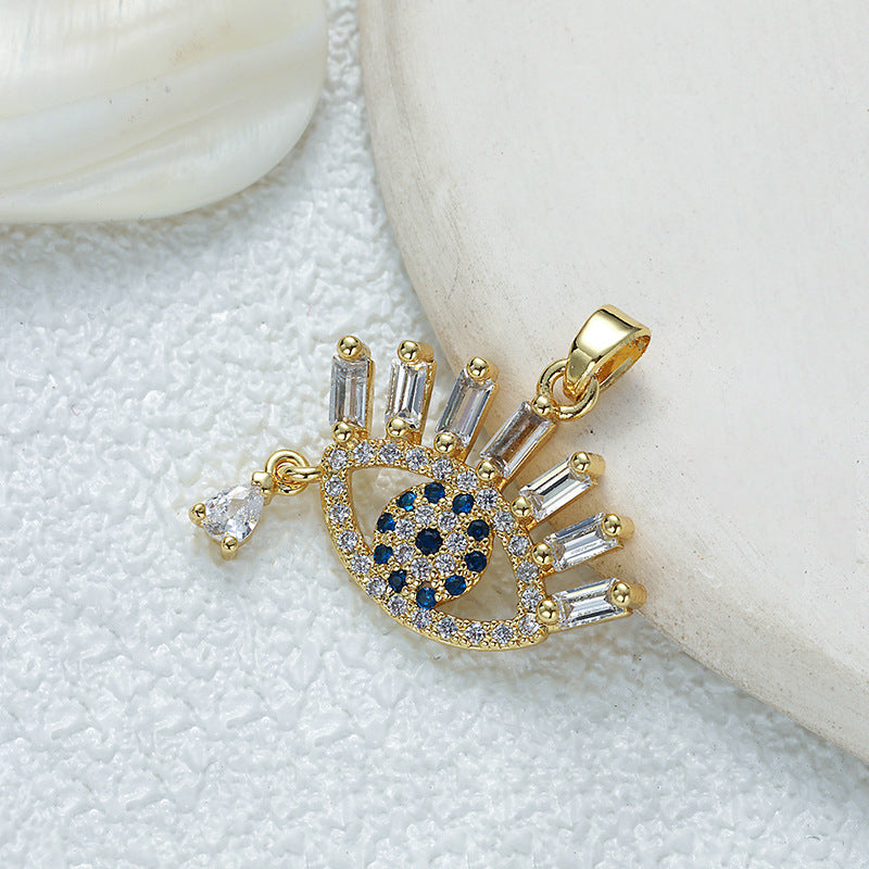 Wholesale Fully Inlaid Zirconia Devil's Eye Necklace DIY Pendant