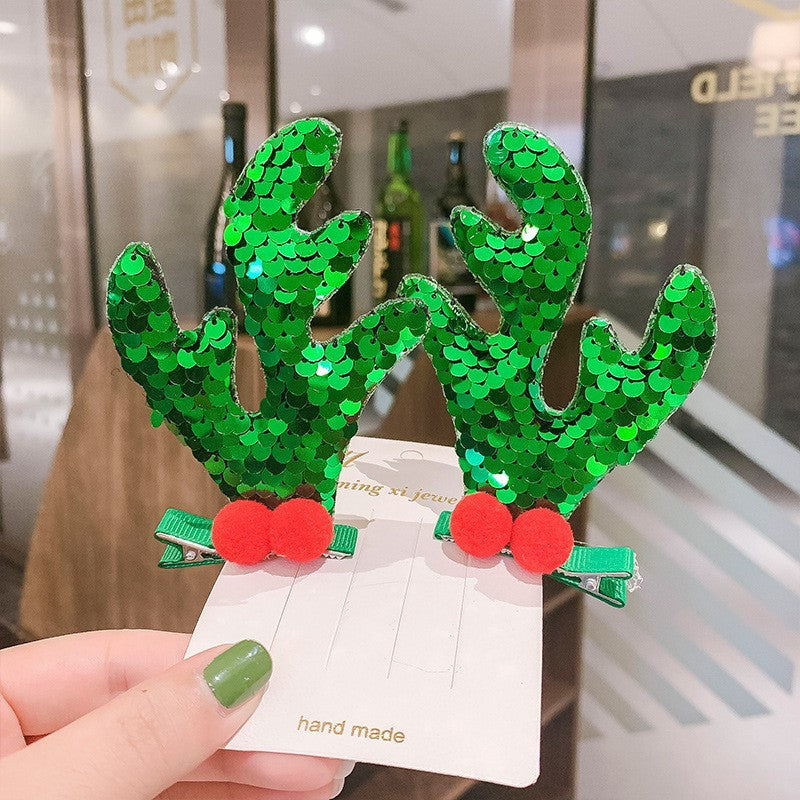 Wholesale Christmas Antler Fabric Hairpins