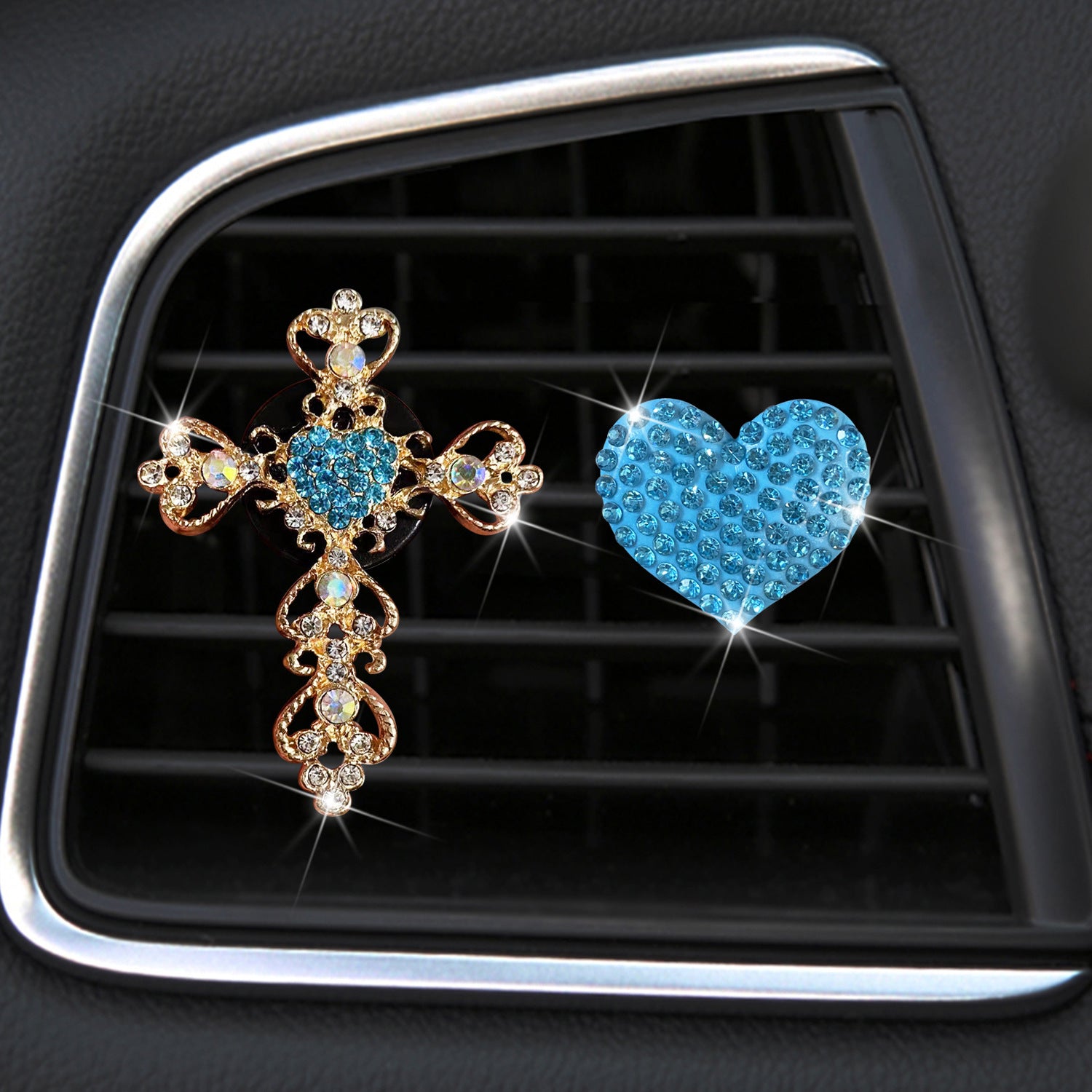 Wholesale Rhinestone Heart Car Air Vent Perfume Clip