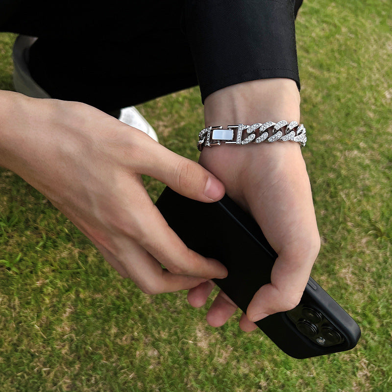 Wholesale Double Row Diamond Full Diamond Cuban Bracelet