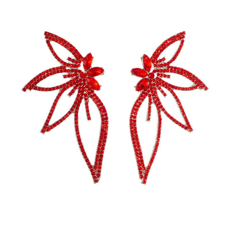 Wholesale Diamond Inlaid Butterfly Girl Alloy Earrings