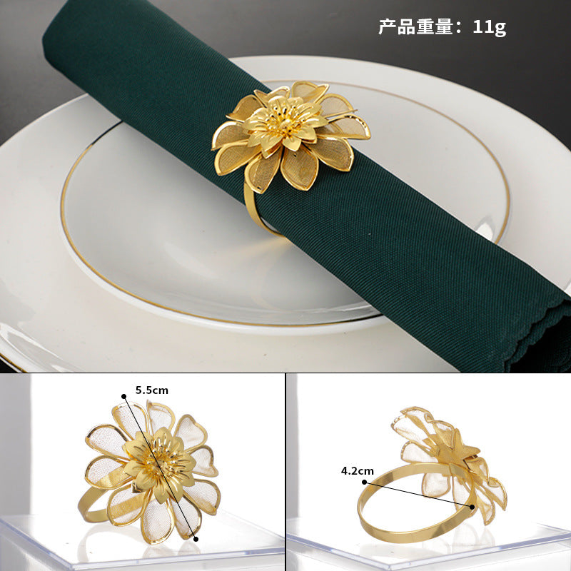 Wholesale Simulated Flower Stainless Steel Napkin Rings