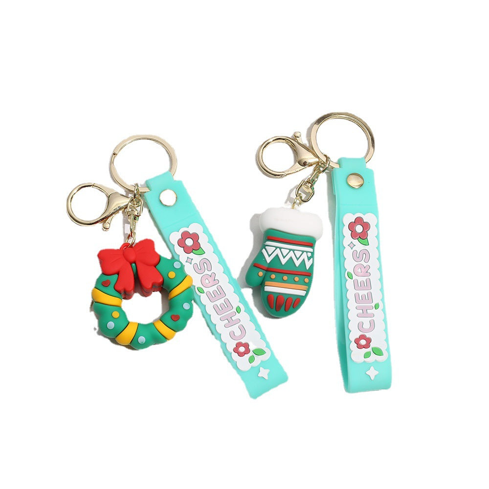 Wholesale Silicone Cartoon Christmas Charm Keychain