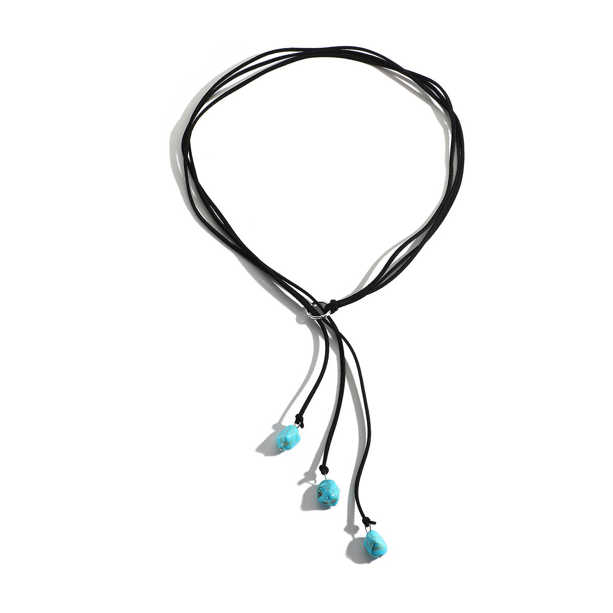Wholesale Hot Selling Accessories Bohemian Turquoise Brown Leather Long Vintage Necklace