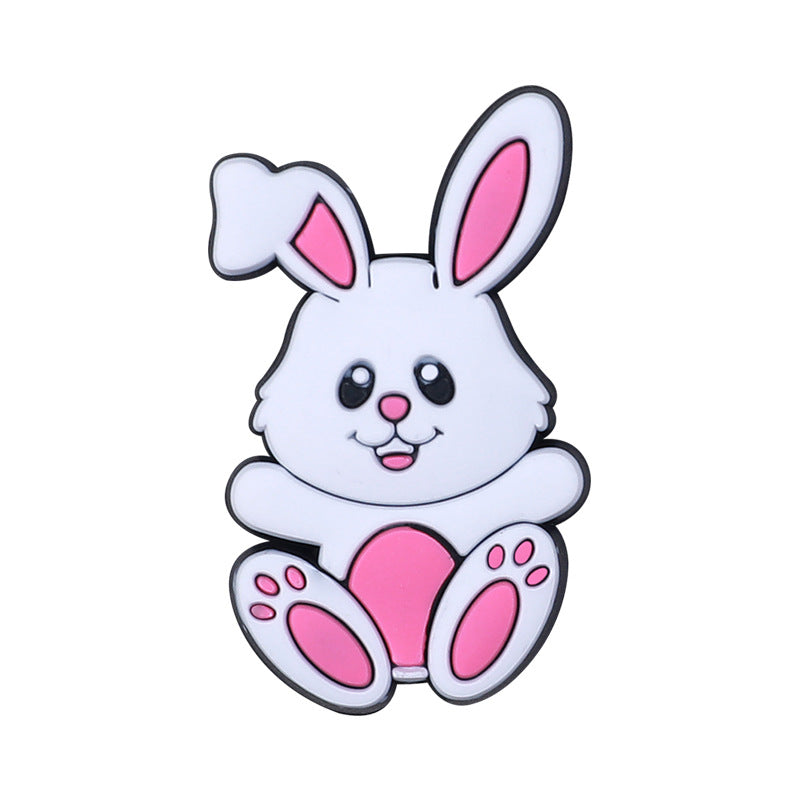 Wholesale 20pcs Easter Bunny 3D Silicone Beads Girl Handmade Jewelry Cartoon Glue Loose Beads