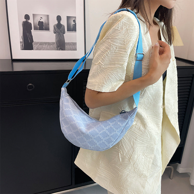 Wholesale Canvas Lingge Crossbody Bag Leisure Dumpling Bun