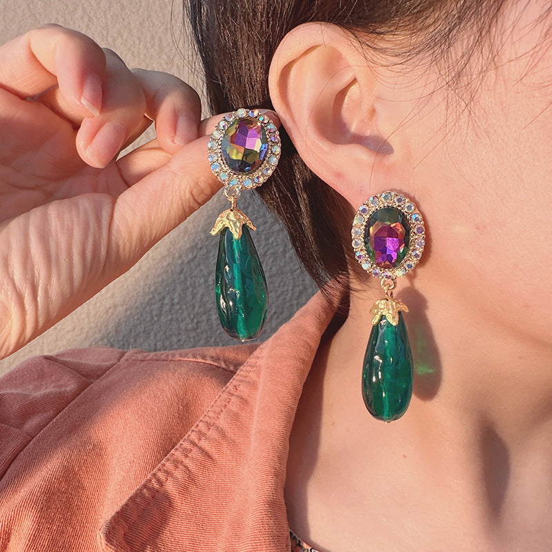 Wholesale Colored Gemstone Zircon Alloy Resin Earrings