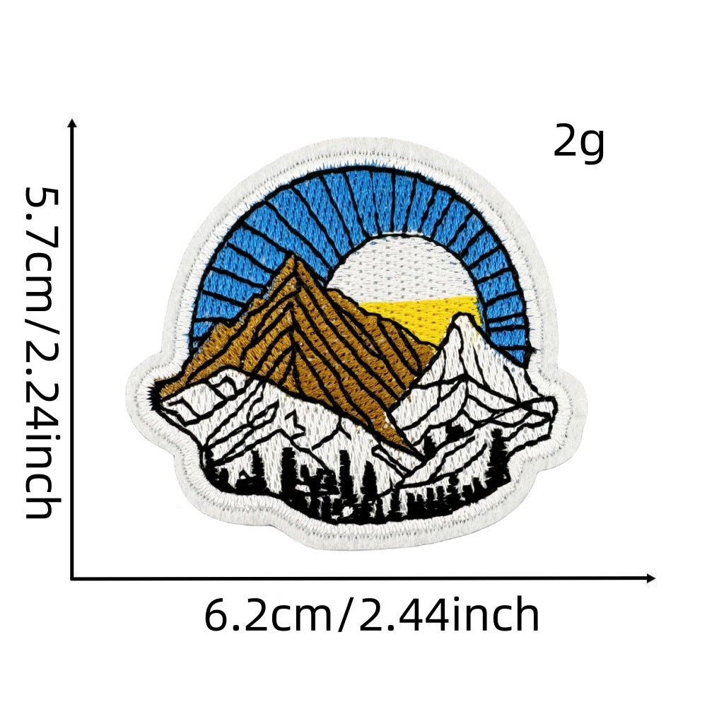 Wholesale Embroidered Patch With Landscape Adventure Design For Outdoor Travel Camping Clothing Decorative Accent