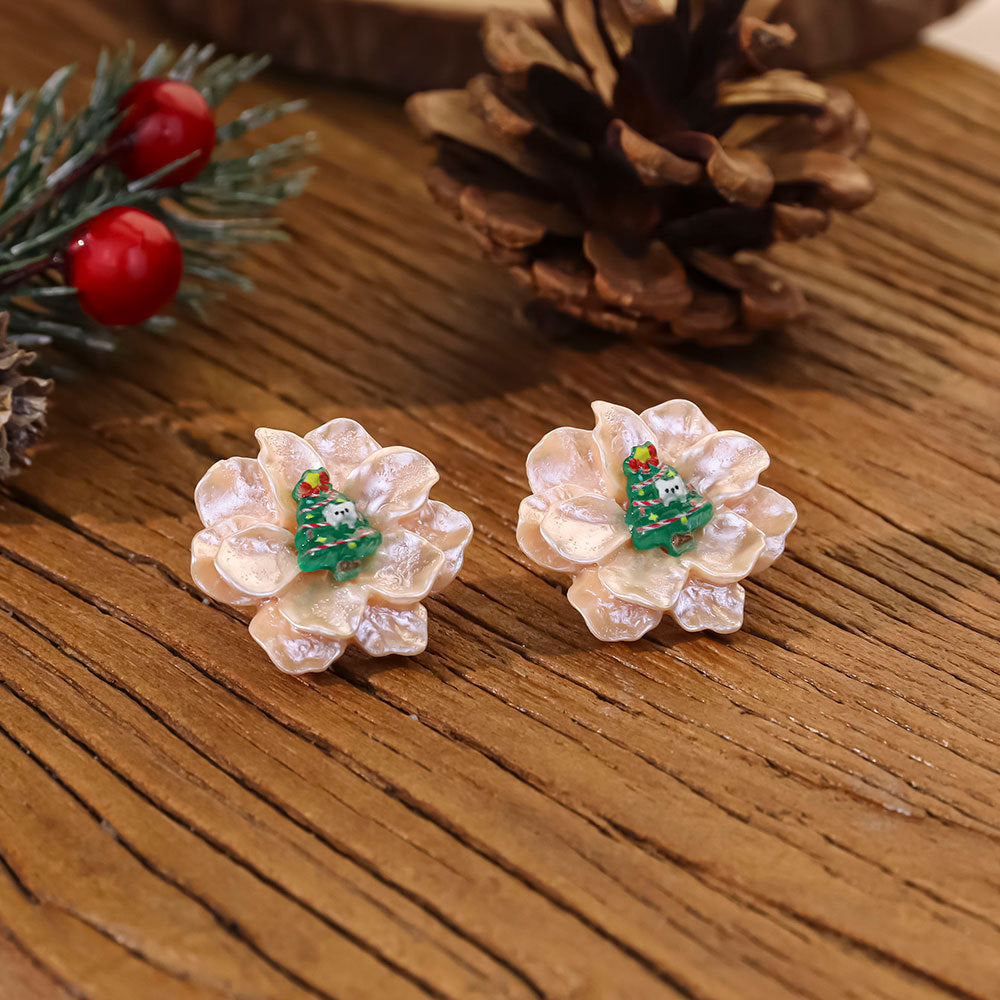 Wholesale Colorful Flowers Christmas Series Acrylic Earrings