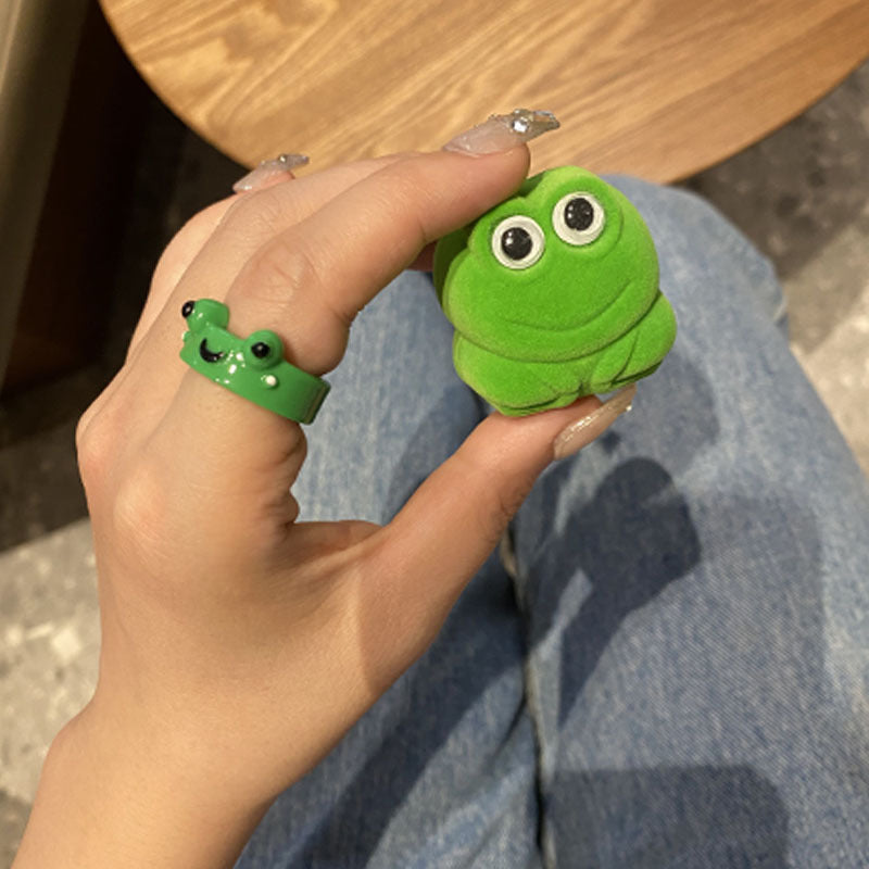 Wholesale Home convenience store cute cartoon frog shape couple lonely frog ring