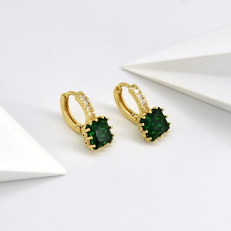 Wholesale Temperament Inlaid Cubic Zirconia Simple and Sweet Full Diamond Copper Earrings