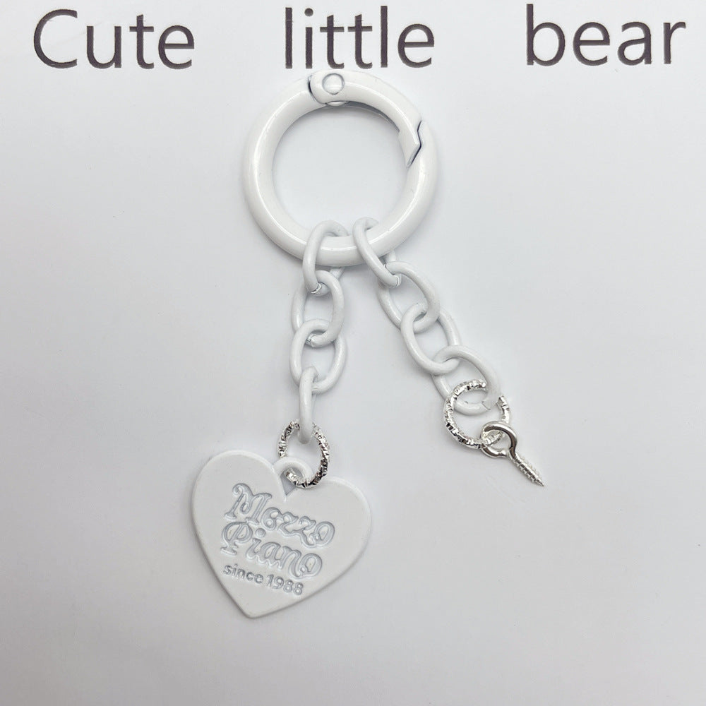 Wholesale Cute creative new keychain accessories color paint spring ring four-section chain love piece diy accessories pendant