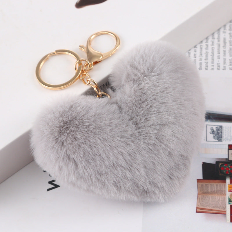 Wholesale Plush Love Keychain Peach Heart Ball Keychain