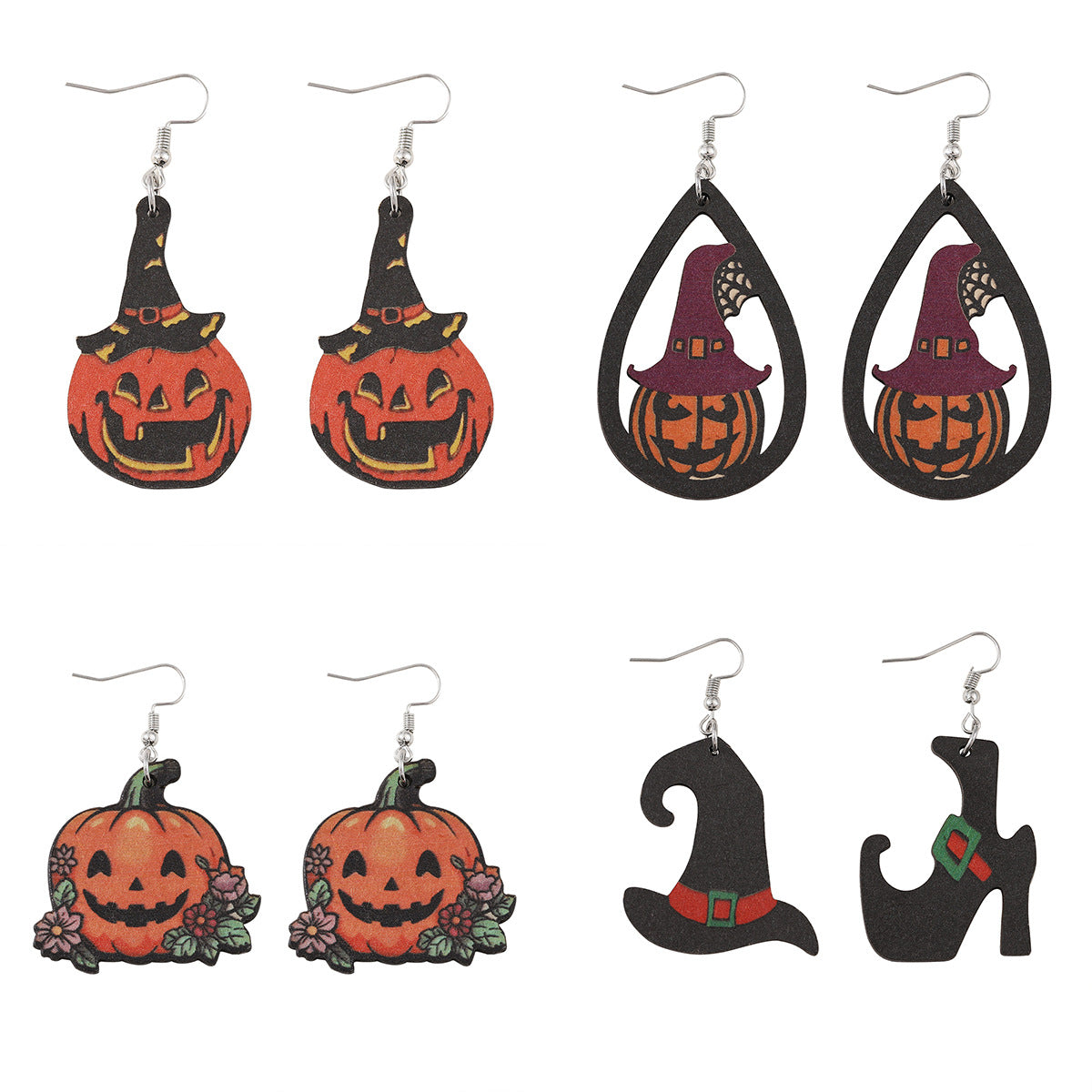 Wholesale Ghost Face Pumpkin Witch Hat and Witch Boots Pendant Earrings