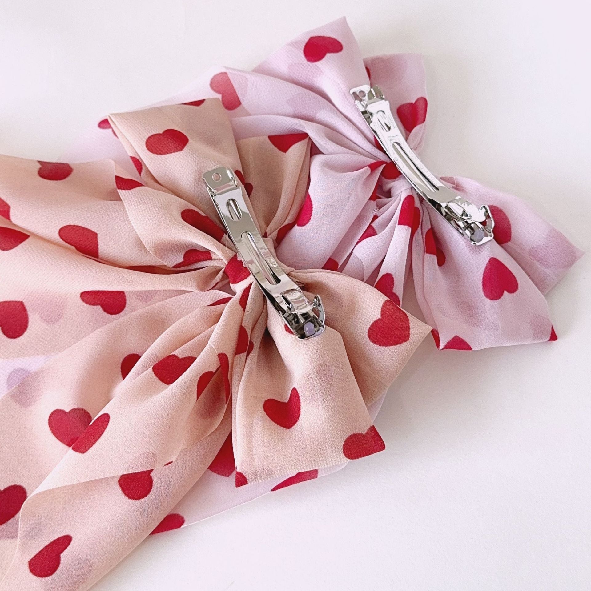 Wholesale new valentine's day bow ribbon spring clip heart-shaped red lip printing hair clip hair accessories