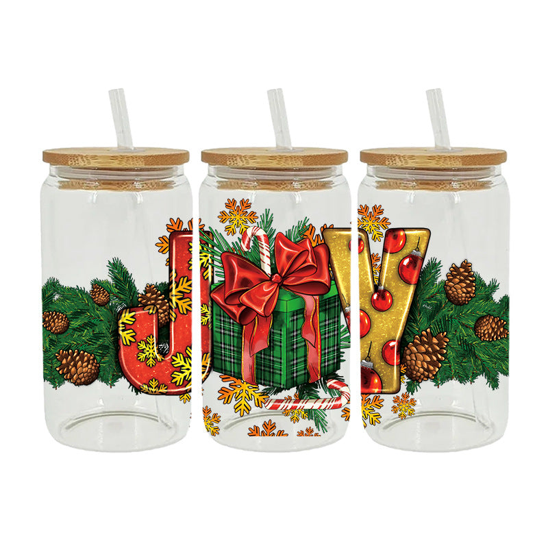 Wholesale Red green and blue color scheme 16oz Cup UV DTF Wraps