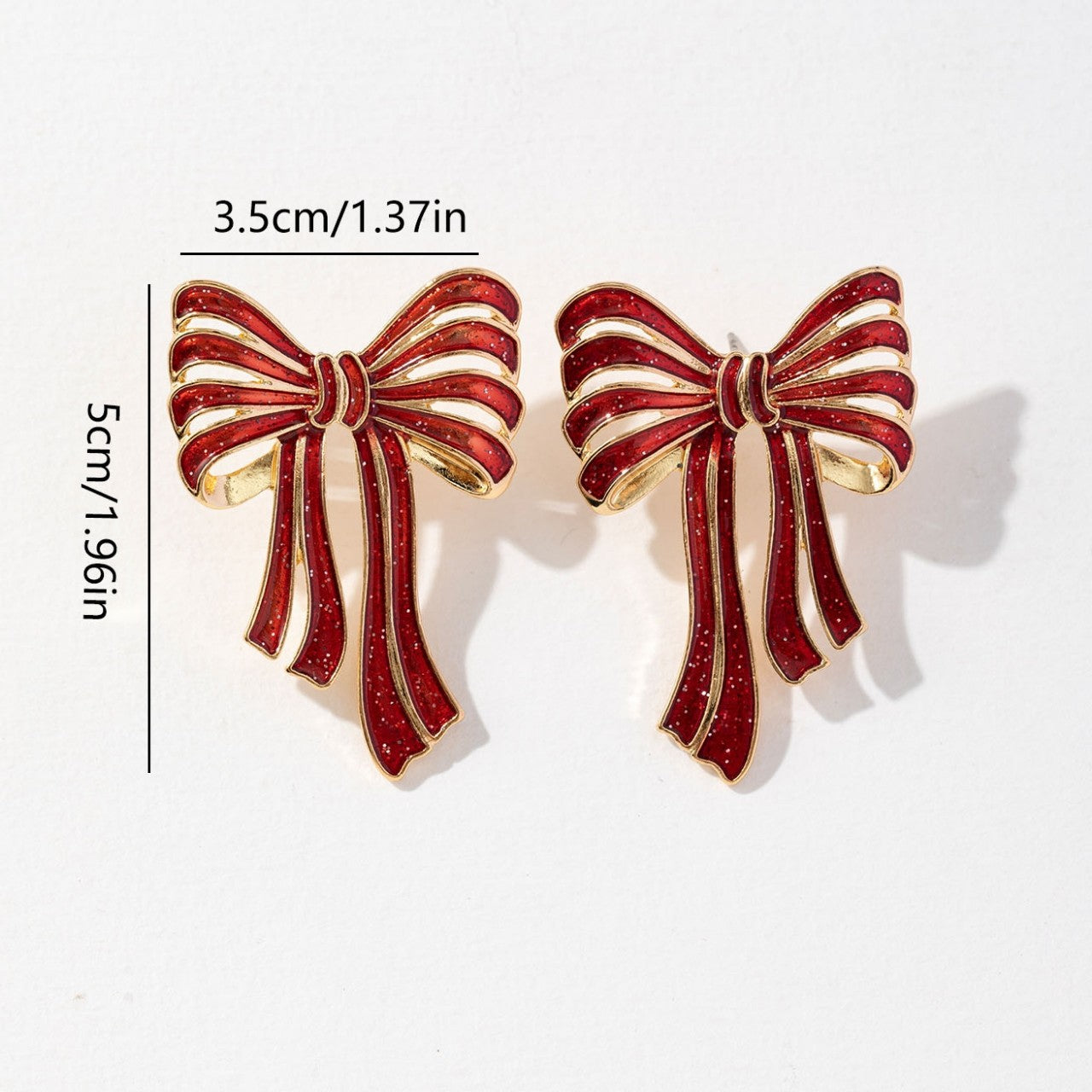 Wholesale Christmas Earrings with Bow Red Green Glitter Pink Alloy Earrings