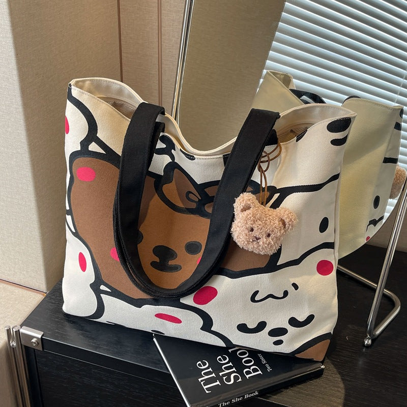 Wholesale Japanese cartoon one-shoulder large capacity tote canvas handbag